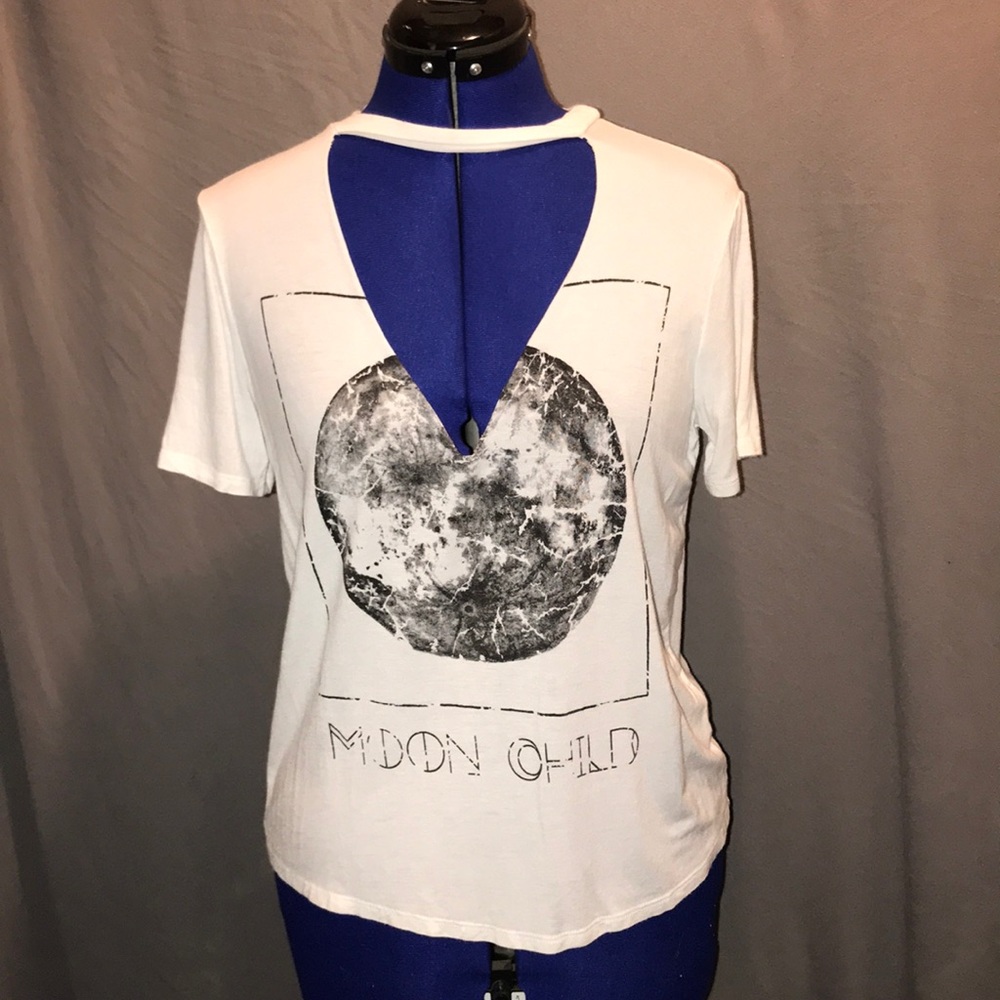 Sadie & Sage Deep V Choker MOON CHILD Tee